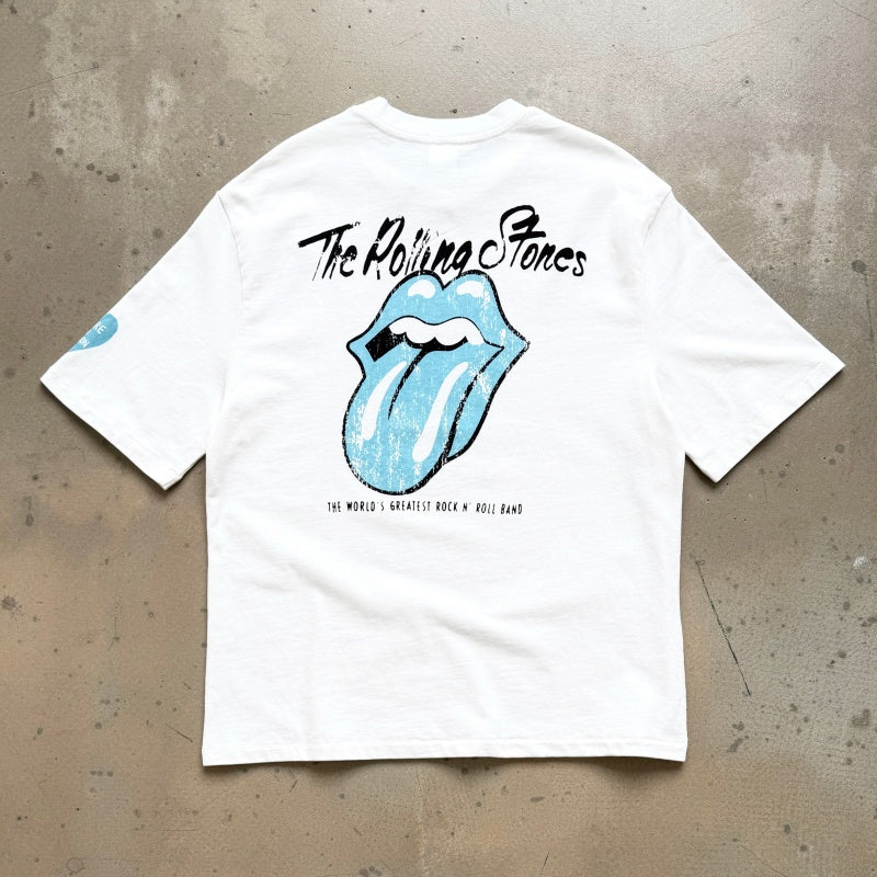 Unisex Vintage T Shirts Saint x The Rolling Stones Happiness Tour London Exclusive â€?Heavyweight 320g fabric (retaining its weight and quality after washing) featuring vintage single-stitch construction and blind-stitch detailing.