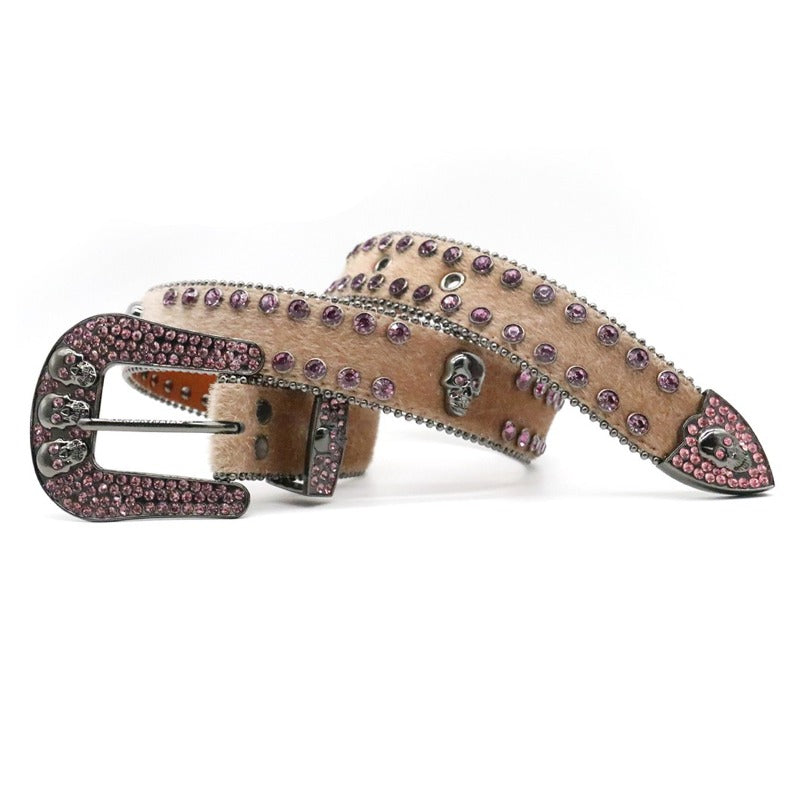 Hip-hop punk rhinestone belt skull rhinestone
