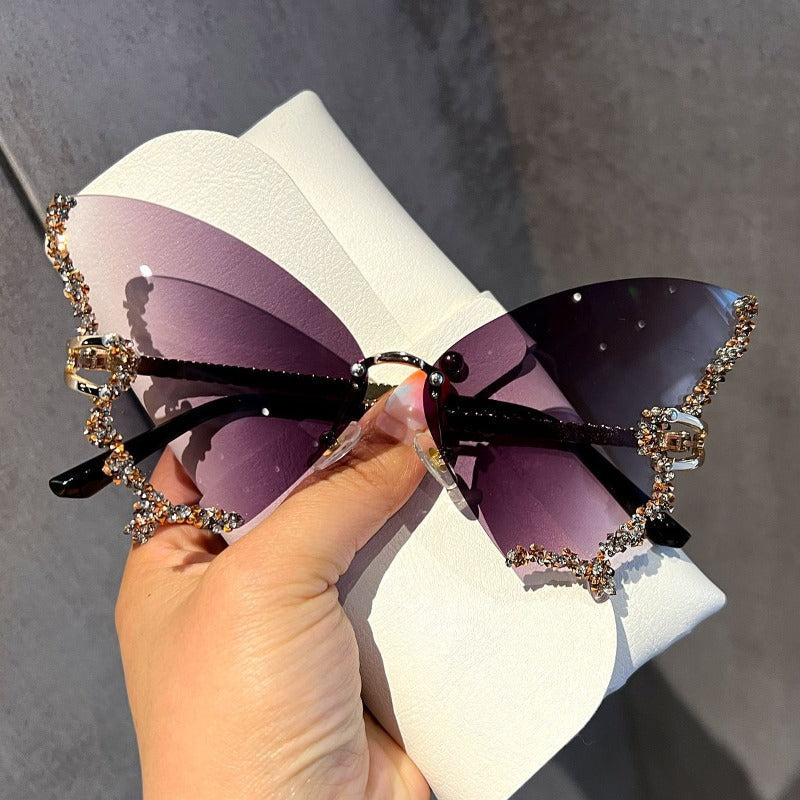 Trendy punk glasses with diamonds