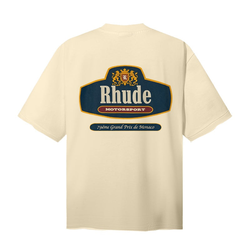 RHUDE T Shirts Dual-Side Antique Tag Motif