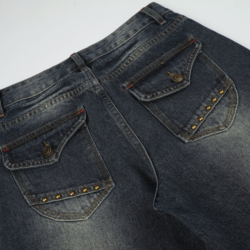 American-style streetwear harem pants Curved Scratch Wash Y2K Decorative Stitch