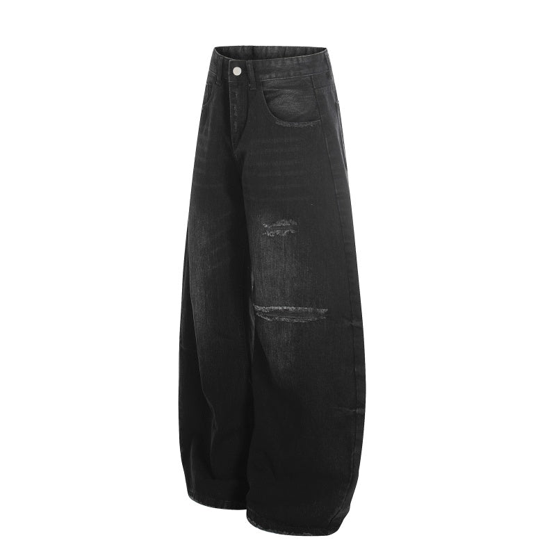 American-style streetwear harem pants Whiskering Ripped Wide Leg Wear