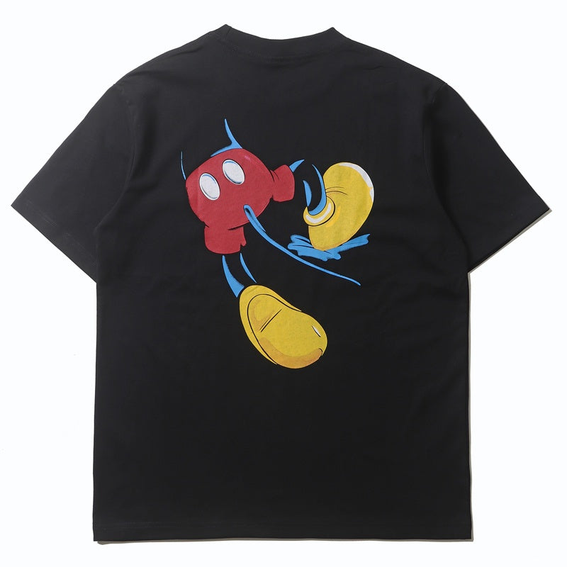 Mens T-shirt Vintage American-style trendy short-sleeve tee with a unique Mickey Mouse cartoon print
