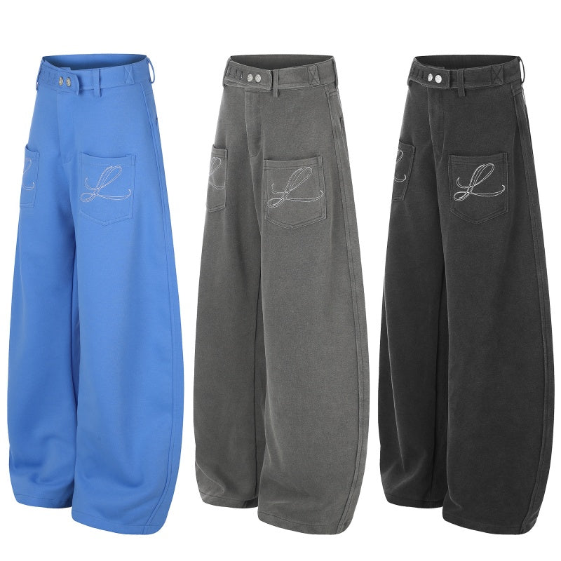 American-style streetwear harem pants Front Pocket Glitter Letter Detail Oversized Cut