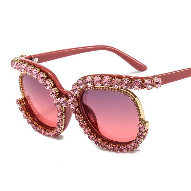 Trendy punk glasses diamond sunglasses