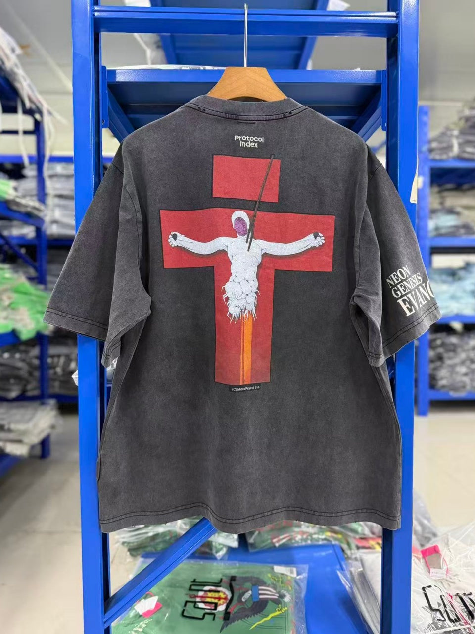 Vintage style washed summer wear T shirt cross 260G pure cotton high-quality streetwear