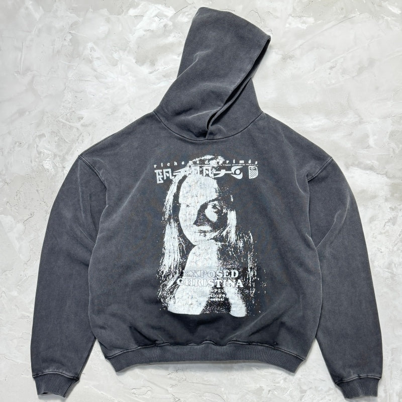 Unisex Vintage Hoodie  Vertical-crack print; Asut enzyme-abrasion wash for a natural, faded look; pockets removed after washing.