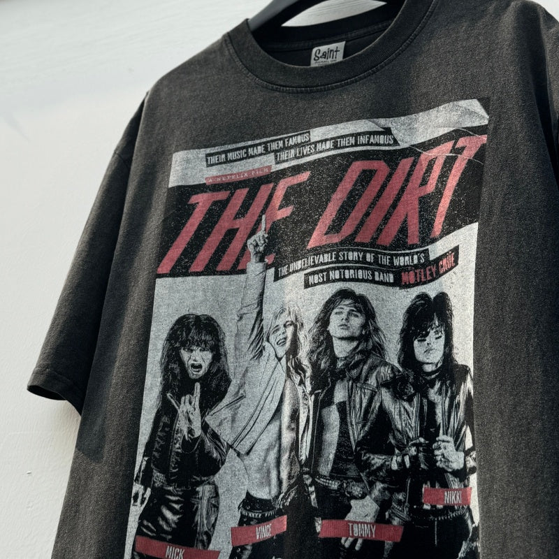 Unisex Vintage T Shirts Motley Crue THE DIRT Limited Edition T-Shirt. Features a heavyweight, enzyme-washed finish and custom heavyweight brushed fabric with a vintage feel. High-quality direct-to-garment (DTG) white ink printing for a premium look