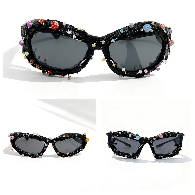 Trendy punk glasses colorful nails weird