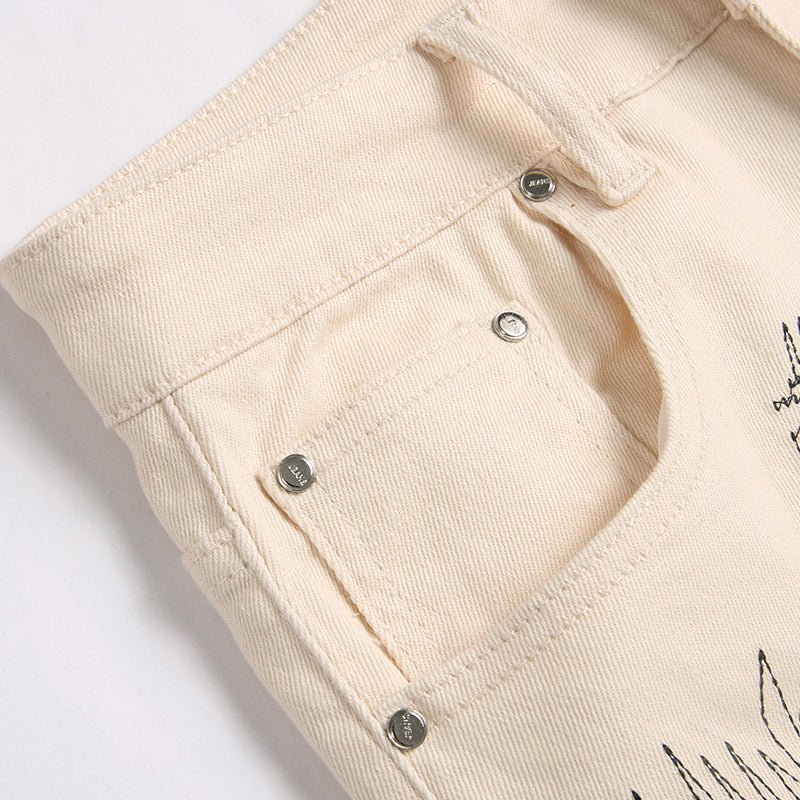 Mens Fashion Jeans Patchwork wide-leg pants 5712# Pure cotton high quality