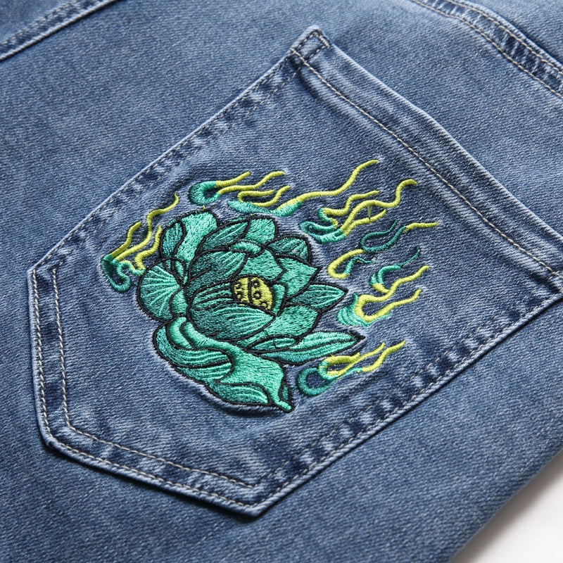 Denim shorts High-quality trendy casual pure cotton Non-stretch plus-size men's clothing