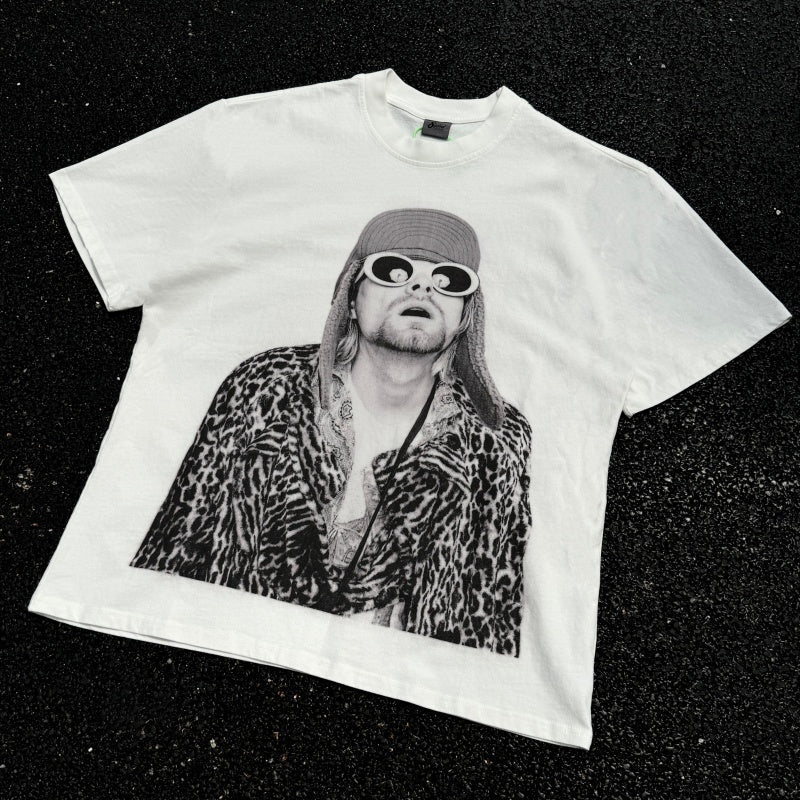 Unisex Vintage T Shirts Nirvana short-sleeve tee featuring a West Coast street-style graffiti and hip-hop aesthetic; crafted from heavyweight fabric with a distressed wash finish and direct-to-garment white ink printing.