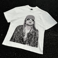 Unisex Vintage T Shirts Nirvana short-sleeve tee featuring a West Coast street-style graffiti and hip-hop aesthetic; crafted from heavyweight fabric with a distressed wash finish and direct-to-garment white ink printing.