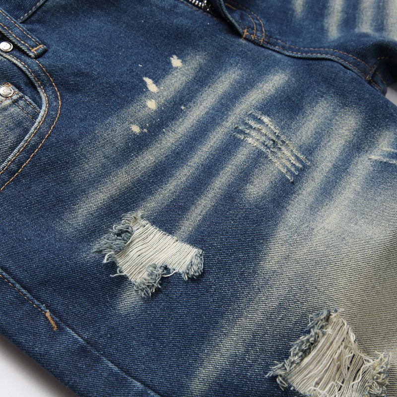 Denim shorts High-quality trendy Distressed with holes casual pure cotton Non-stretch plus-size men's clothing