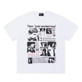 ERD T Shirts Newspaper Grid Collage Distressed Portrait Graphic Top
