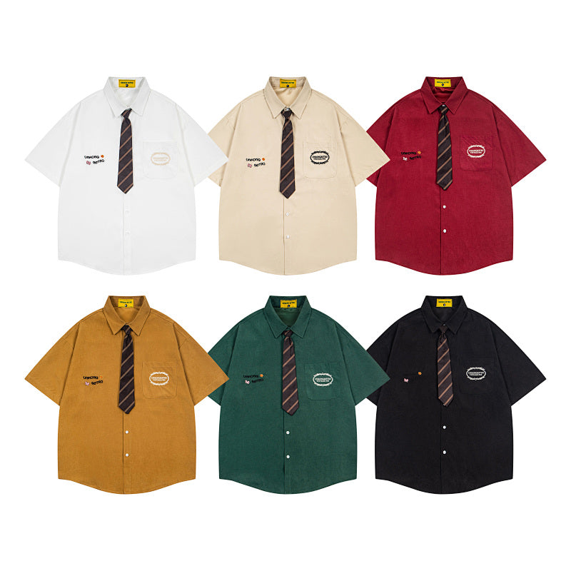 Unisex vintage T-shirt Polo shirt with a stand-up collar