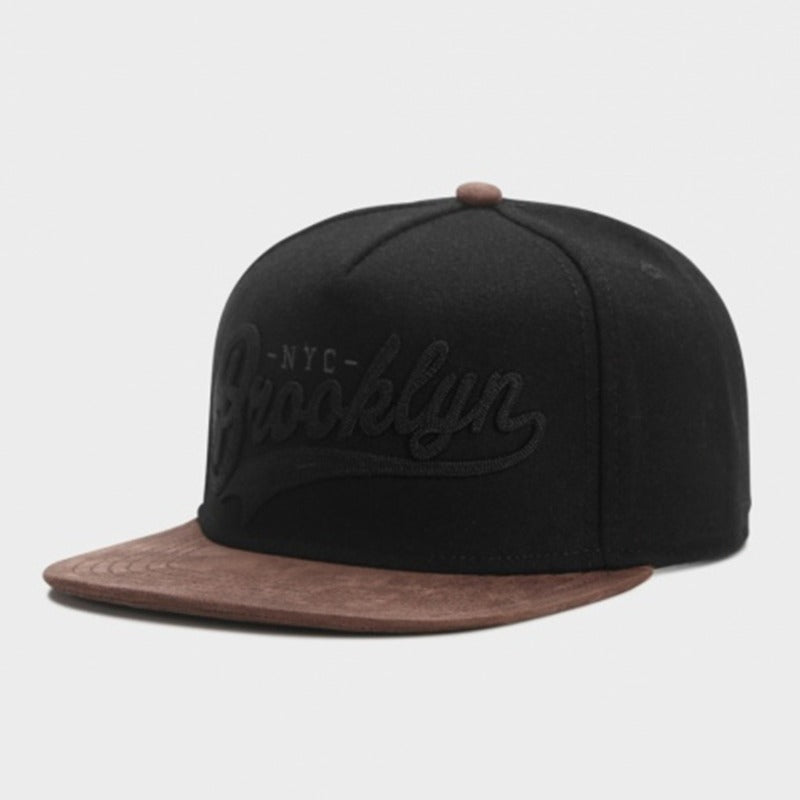 Trendy flat brimmed snapback hatsadjustable woolen hat brooklyn for men and women