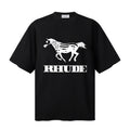 RHUDE T Shirts Vintage Equestrian Bold Typography Print