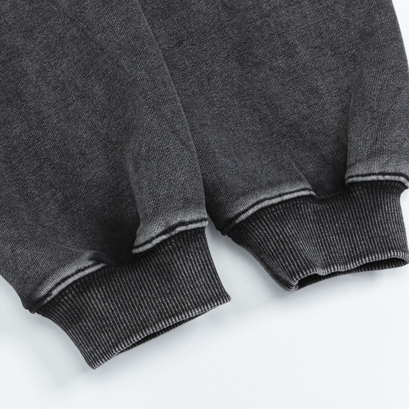 ERD Hoodie Washed Black Dual-Sided Text & Photo Patch Hooded Outerwear