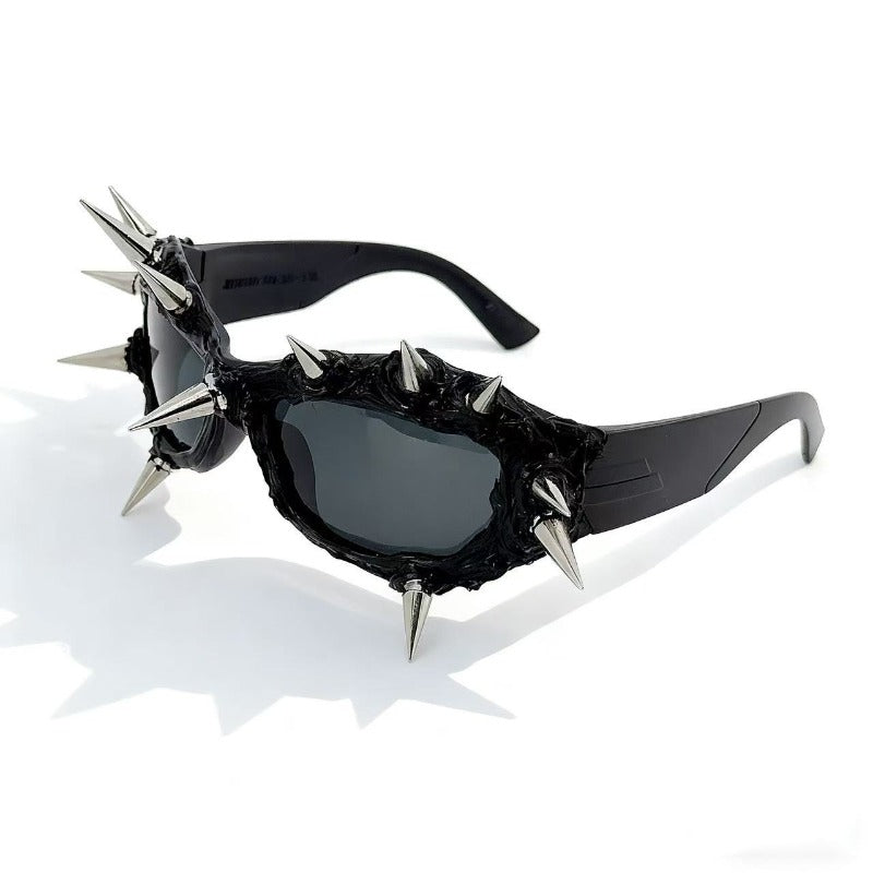 Trendy punk glasses retro spiked dark