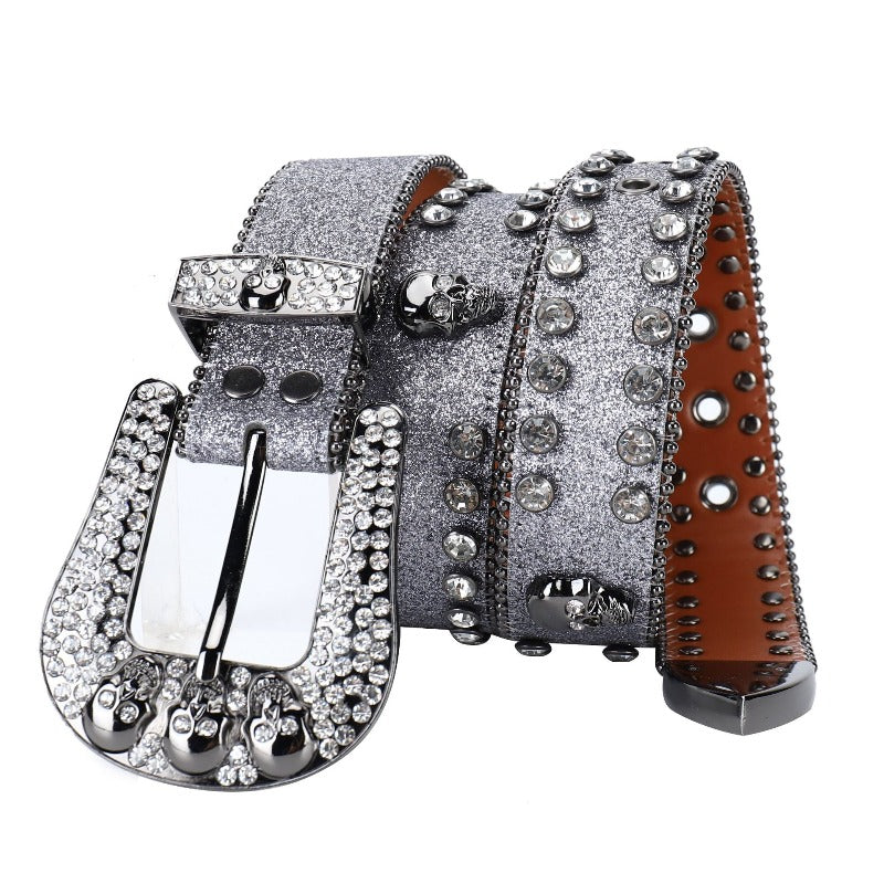 Hip-hop punk rhinestone belt for men and women