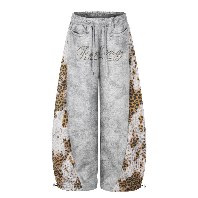American-style streetwear harem pants Cursive Letter Print Baggy Silhouette