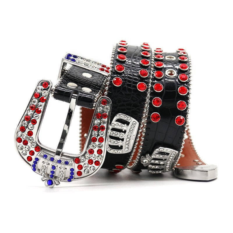 Hip-hop punk rhinestone belt rhinestone crown punk style