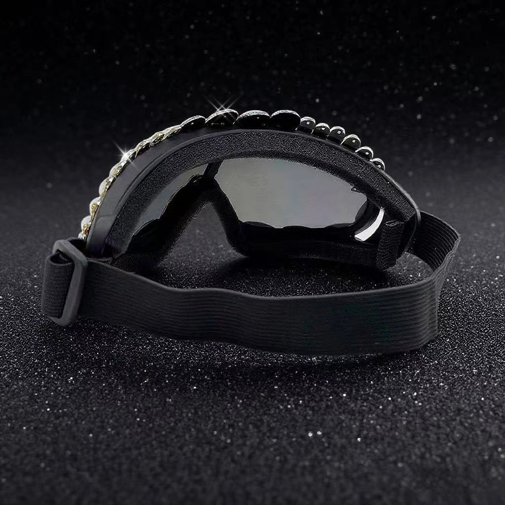 Trendy punk glasses colorful crystal