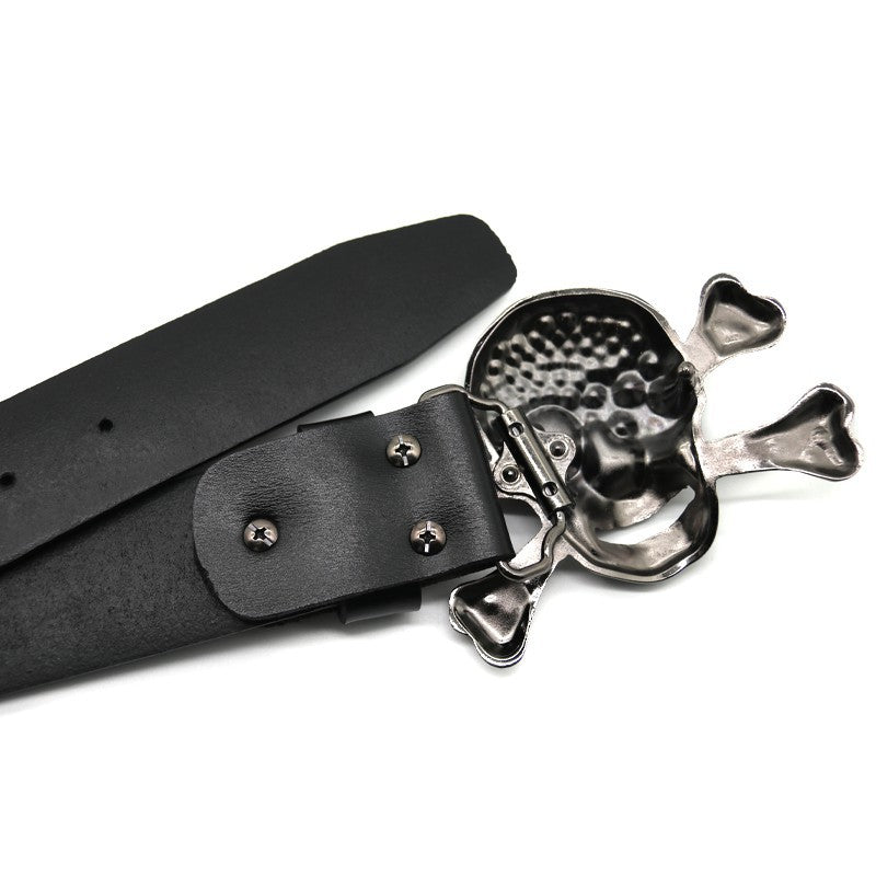 Hip-hop punk rhinestone belt rhinestone big skull