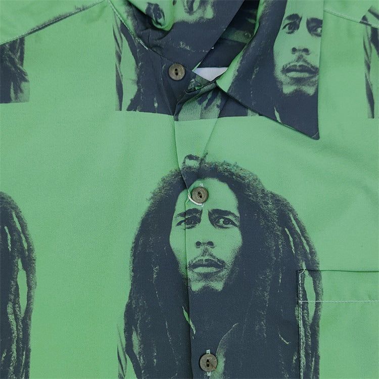 GUILTYPARTIES TIGER Shirts 23ss Reggae Music Godfather Portrait Printed Hawaiian Short Sleeve Shirt Men