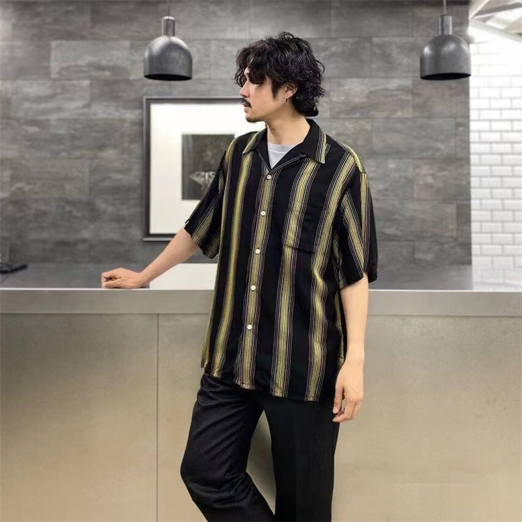 GUILTYPARTIES TIGER Shirts 23SS Striped Plaid Polka Dot Hawaiian Rayon Short Sleeve Shirt Men