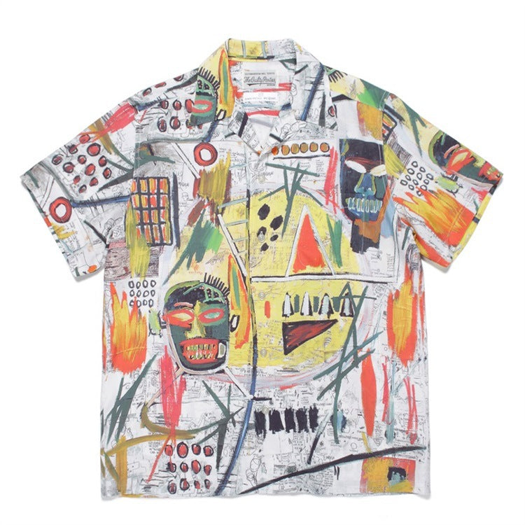 GUILTYPARTIES TIGER Shirts Basquiat graffiti Hawaiian short-sleeved flower shirt for men and women