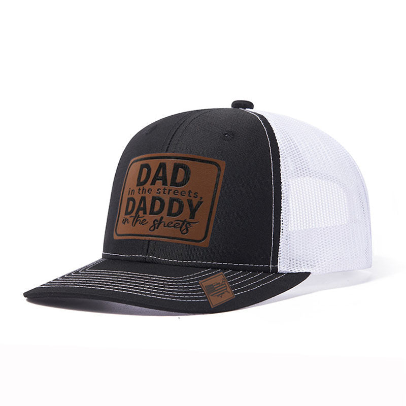 Trendy flat brimmed snapback hatsleather label letter spring summer mesh hat sunshade