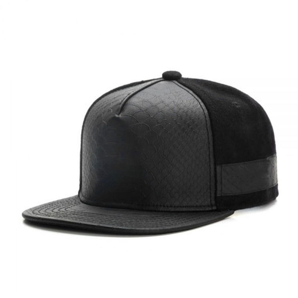 Trendy flat brimmed snapback hatsleather