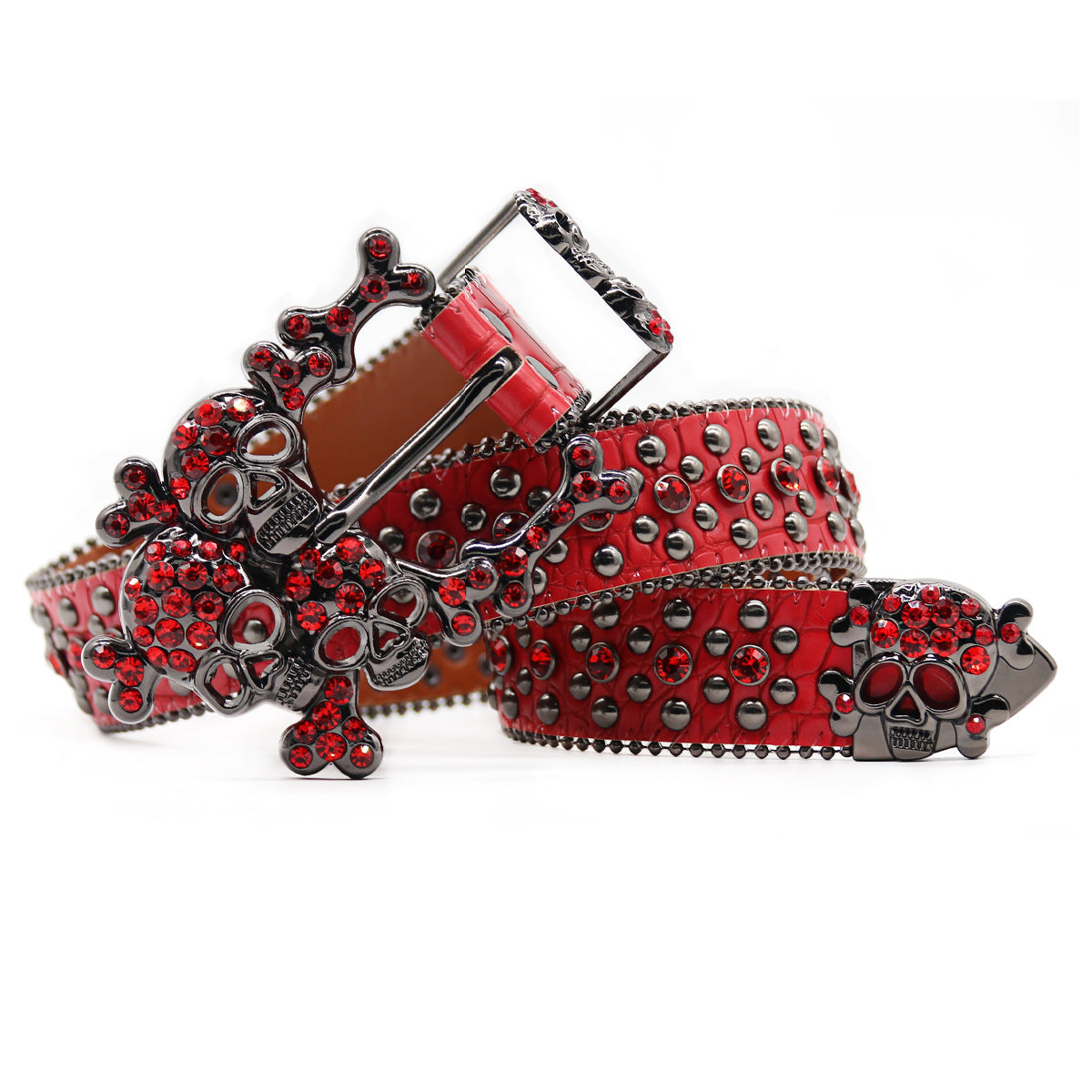 Hip-hop punk rhinestone belt y2k skull accessories