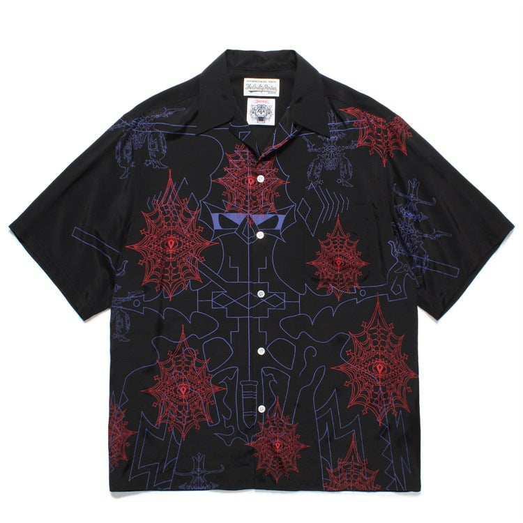 GUILTYPARTIES TIGER Shirts WOLF'S HEAD Spider Eyes, Hawaiian Short Sleeve Shirt Men