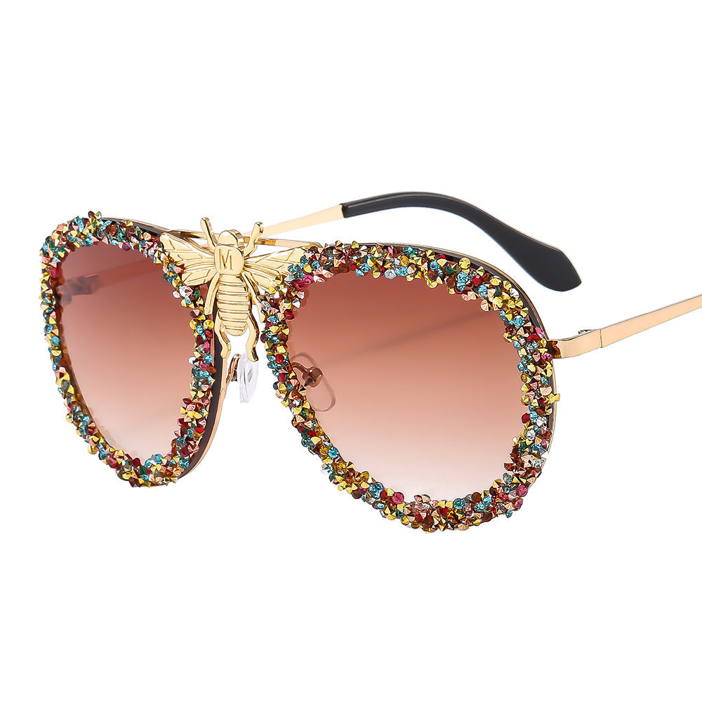 Trendy punk glasses diamond retro