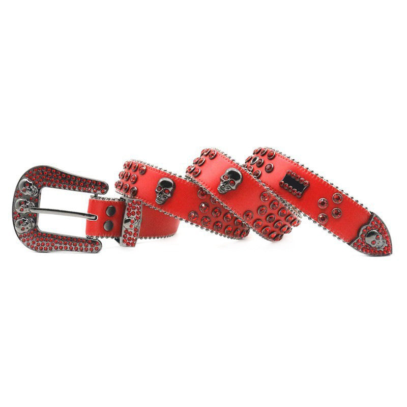 Hip-hop punk rhinestone belt skull rhinestone punk style