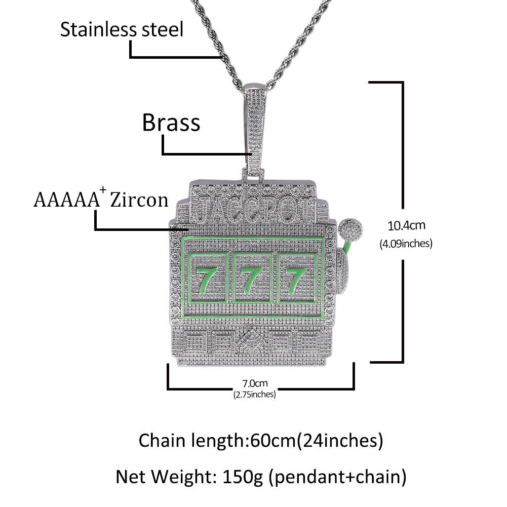 Jewelry Slot Machine Hip Hop Necklace Trendy Man Full Diamond Pendant Spectrum
