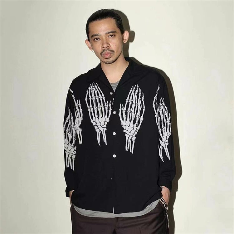 GUILTYPARTIES TIGER Long sleeved shirt, skeleton ghost hands and ghost claws, Hawaii men's and women's same long-sleeved shirt
