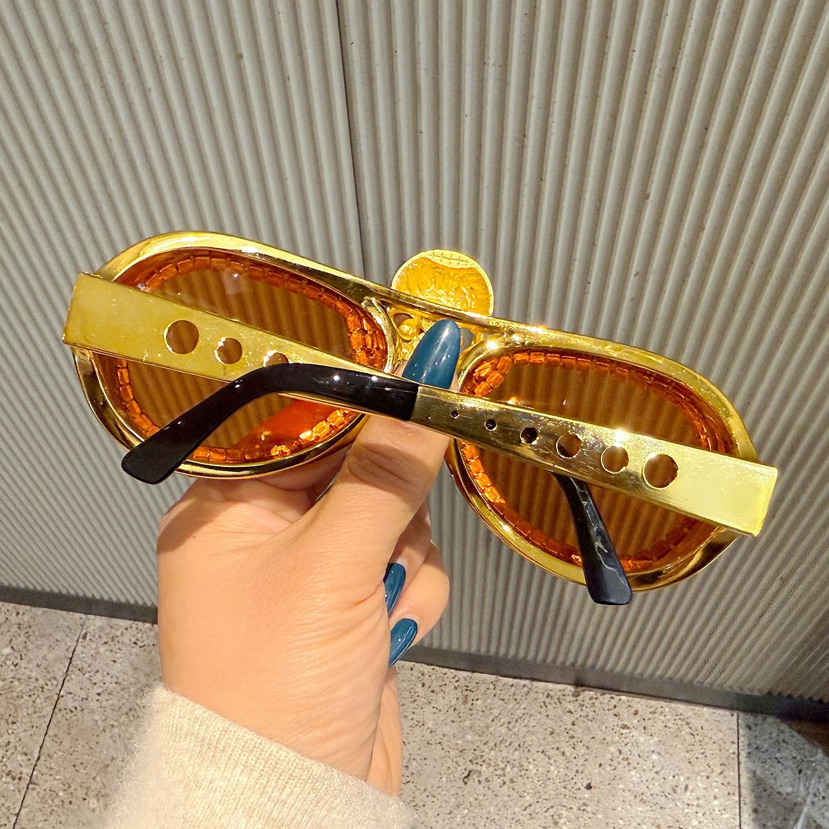 Trendy punk glasses retro diamond