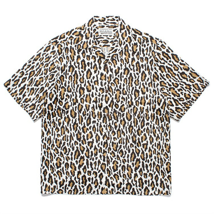GUILTYPARTIES TIGER Shirts 23AW autumn and winter leopard print Hawaiian rayon short-sleeved shirt