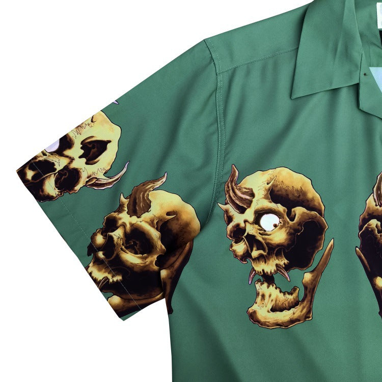 GUILTYPARTIES TIGER Shirts 21AW 56 TATTOO Tattoo, Skull Hawaiian Short Sleeve Shirt Men