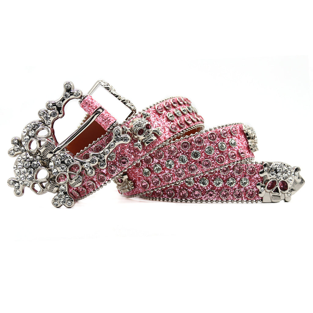 Hip-hop punk rhinestone belt rhinestone skull loose