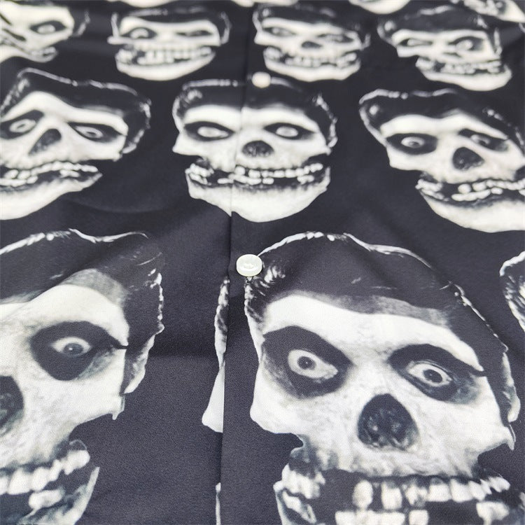 GUILTYPARTIES TIGER Shirts WEIRDO DAVE Portfolio Skull Hawaiian Short Sleeve Shirt Men