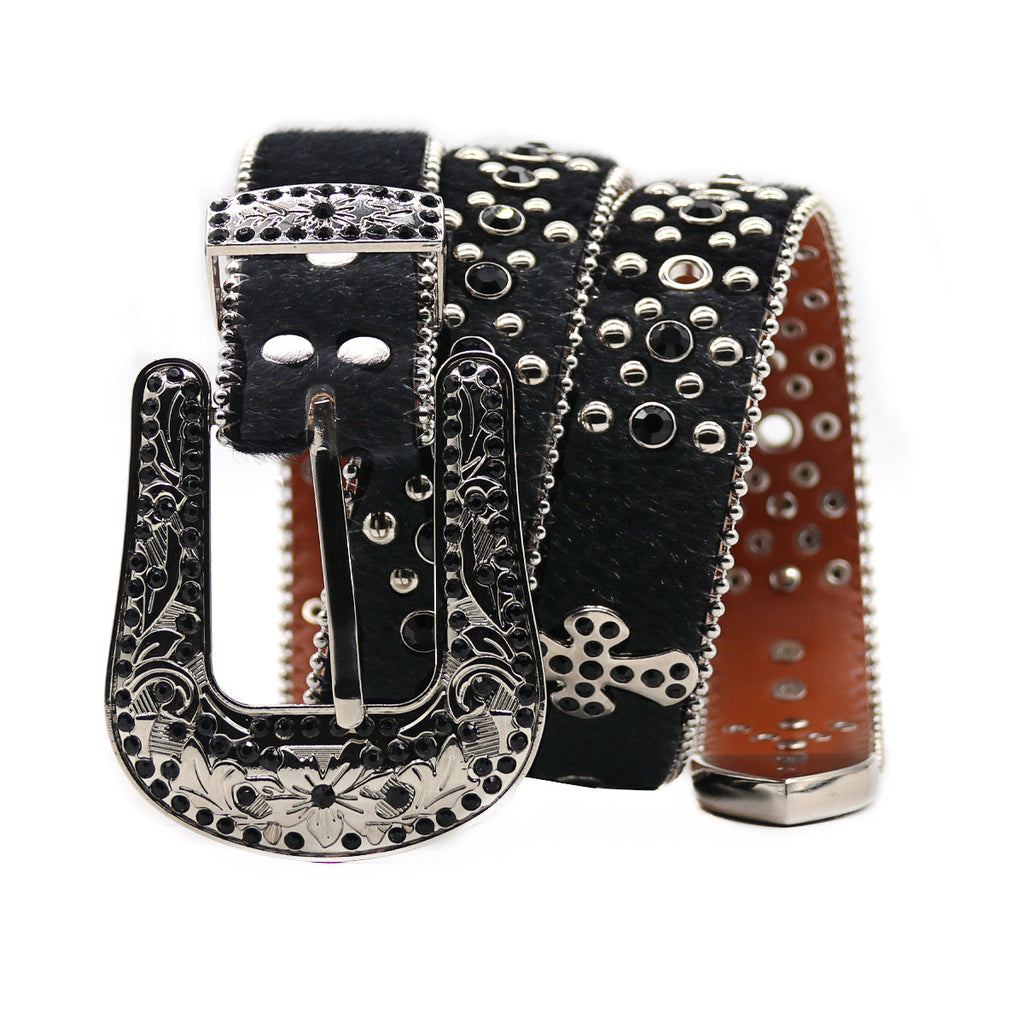 Hip-hop punk rhinestone belt y2k cross accessories