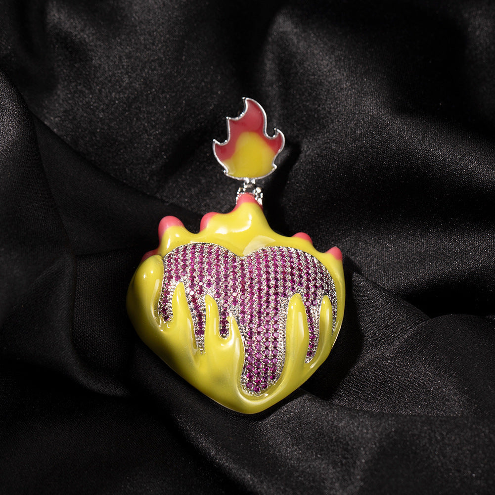 Jewelry Drip Oil Love Sweater Necklace Drip Oil Luminous Ice and Fire Spectrum St. Valentine's