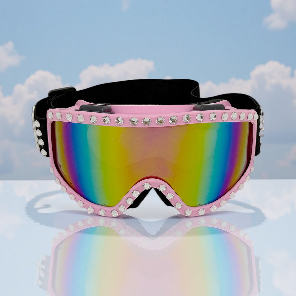Trendy punk glasses with diamonds and cotton, windproof and dustproof