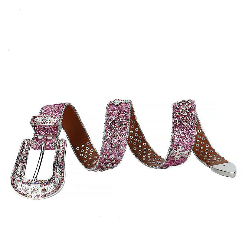 Hip-hop punk rhinestone belt punk style