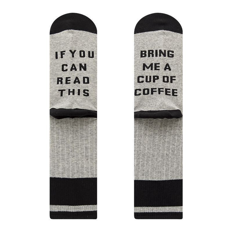 Men socks embroidered cotton knee socks